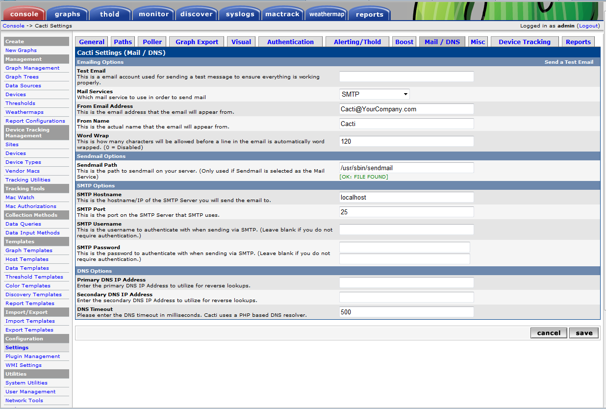 Cacti Call Manager Template